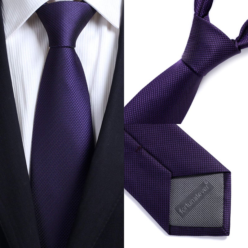 fortunatever Mens Solid Neckties,Plum Purple Ties For Men+Gift Box,58"Ã—3.35" - Image 3
